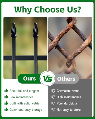 ARIFARO 5 Panel Metal Garden Fence 32" H x 24" W, Decorative Garden Fence - size: 32" high x 24" Wide
