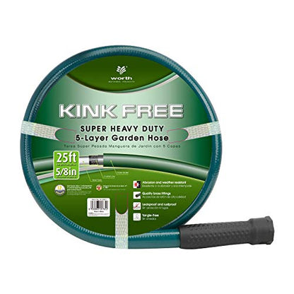 Worth 25 ft Green PVC Garden Hose 5/8”, Male to Female Fittings - size: 5/8 in. x 25 ft.