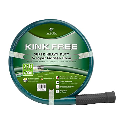Worth 25 ft Green PVC Garden Hose 5/8”, Male to Female Fittings - size: 5/8 in. x 25 ft.