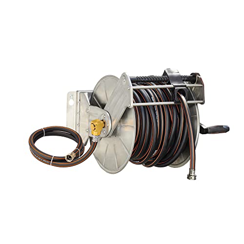 Giraffe Tools Stainless Steel Garden Hose Reel with 5/8" x 100ft Hose - size: 100FT Hose