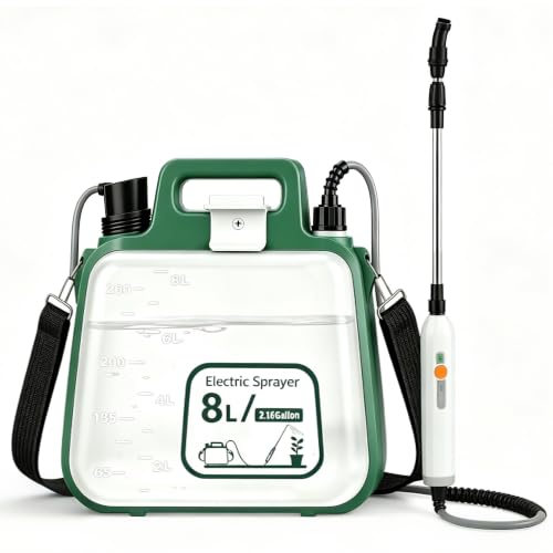 Battery Powered Garden Sprayer 2 Gallon, Upgrade Electric Sprayer with Waterproof Rechargeable Handle
