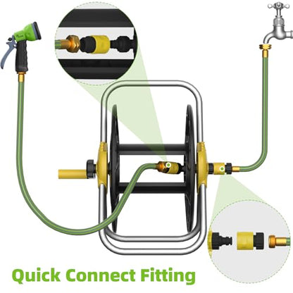 Water Hose Reel,Holds 60-80 Ft of 5/8" Hose - color: Yellow