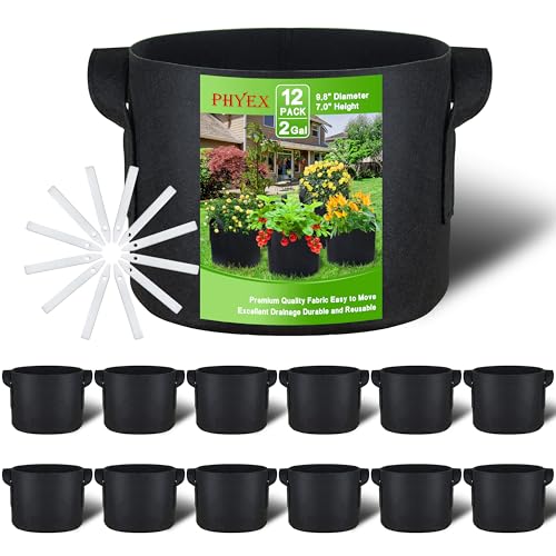 12-Pack 2 Gallon Grow Bags - size: 2 Gallon