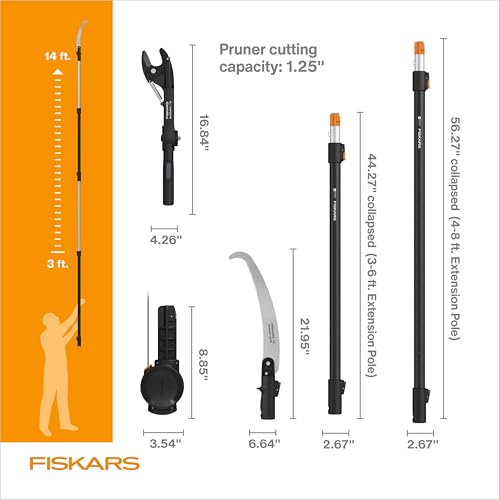 Fiskars 3-14 Ft XtendControl Extendable Pole Saw & Tree Pruner Modular Set - style: 14' Pruner Saw Kit