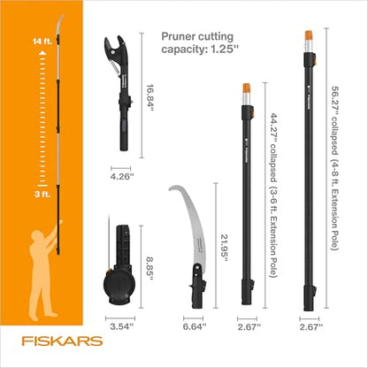 Fiskars 3-14 Ft XtendControl Extendable Pole Saw & Tree Pruner Modular Set - style: 14' Pruner Saw Kit