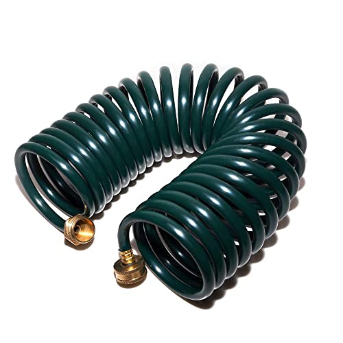 Lightweight EVA Recoil Garden Hose: Retractable Coil Water Hoses with 3/4" GHT Solid Brass Fittings - Corrosion Resistant for Outdoor Lawn Boat (50FT, Green) - color: Green, size: 50 Feet