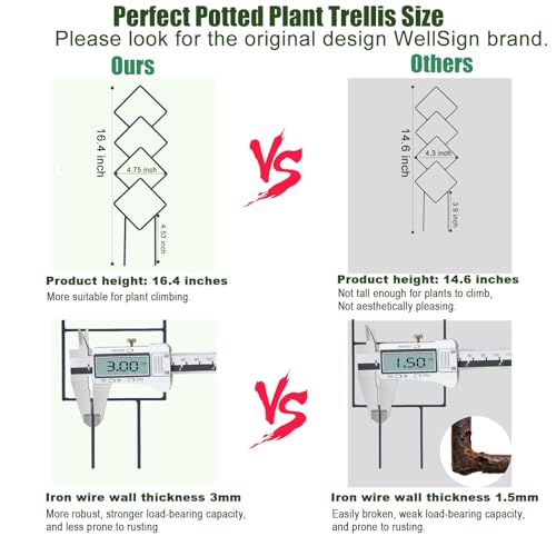 Wellsign 16inch Small Indoor Plant Trellis for Climbing Plants Outdoor - size: Black-Metal-Trellis01