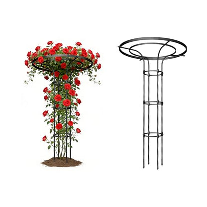 Umbrella Garden Trellis for Climbing Plants Outdoor, 55.1" Mushroom Top Trellis Stackable, Tall PE-coated Metal Obelisk Trellises for Potted Plants, Topiary Tower Vine Support for Rose, Bean, Clematis - size: Medium - 55.1" Height