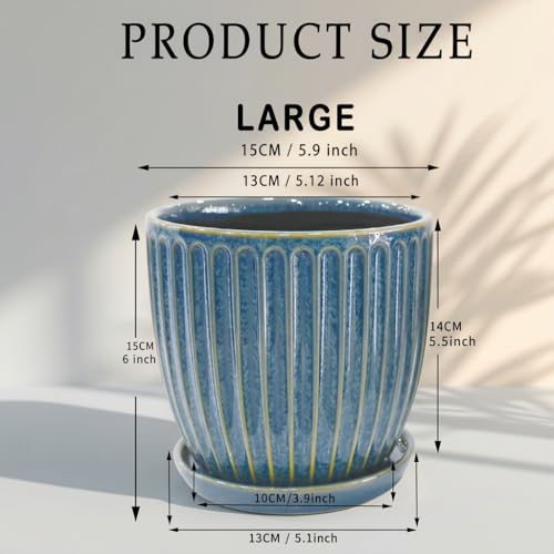 6-Inch Ceramic Plant Pots with Drainage Hole, Modern Flower Pots - size: 6 Inch