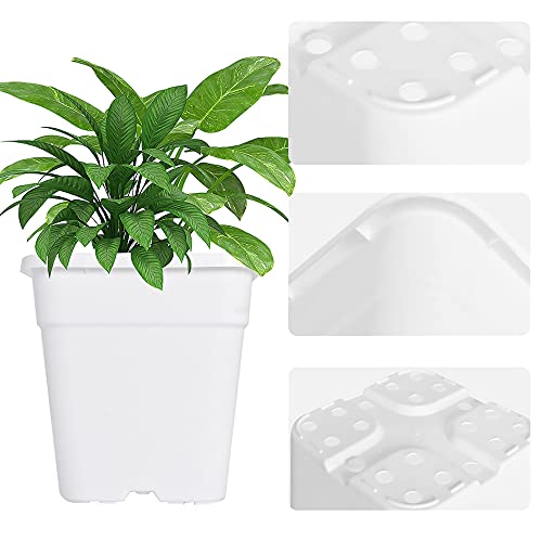Square Planter Nursery Pots 3.15 Gallon Pots for Plants, Injection Molded Plastic Nursery Pots, Plant Container White 3.15 Gal 10-Pack - color: White, size: Square-10inch-10pcs