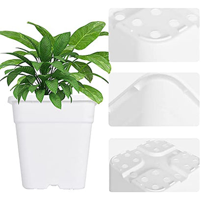 Square Planter Nursery Pots 3.15 Gallon Pots for Plants, Injection Molded Plastic Nursery Pots, Plant Container White 3.15 Gal 10-Pack - color: White, size: Square-10inch-10pcs
