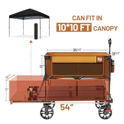 TIMBER RIDGE 400L Folding Double Decker Wagon with Brakes, 54" Extra Long - color: Orange, size: Double Decker