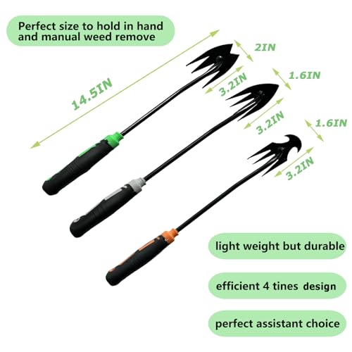 3Pcs Weed Puller Tool Garden Weed Pulling Tool,Portable Garden Weeder Tool,Gardening Weeding Tools for Garden Hand Tools for Vegetable Gardening Backyard Farm Planting & Uprooting Weeding Tool - color: GGO111