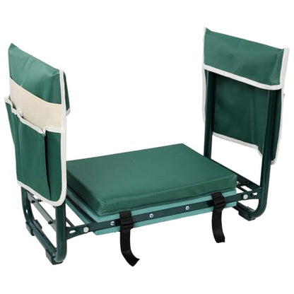 Garden Kneeler and Seat Bench with 2 Free Tool Pouch, Foldable Stool, EVA Foam Pad with an Extra Soft Wider Cushion and Large Tool Bag for Gardeninng Lovers