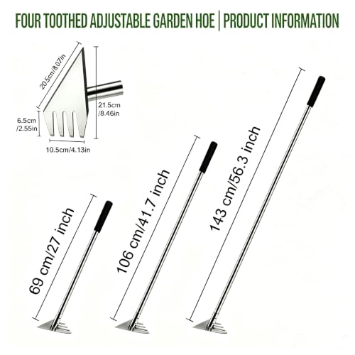 BARAYSTUS Garden Hoe Heavy Duty, Adjustable Long Handle Weeding Tool - size: Large Head: 4.1" W x 8.5" H