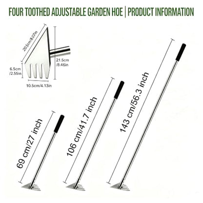 BARAYSTUS Garden Hoe Heavy Duty, Adjustable Long Handle Weeding Tool - size: Large Head: 4.1" W x 8.5" H