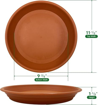 4 Pack of 12 inch Plant Saucer, Plastic Terracotta Plant Water Tray