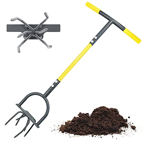 Jardineer Hand Tiller for Gardening, Manual Twist Tiller Cultivator, Heavy Duty Garden Claw, Soil Loosener & Lawn Aerator for Soil Mixing, Garden, Flower Box and Raised Bed - size: Large (1 Unit)