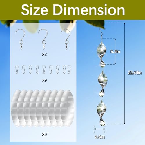 9 PCS Stainless Steel Bird deterrents for Outside,3D Bird Scarer Discs Set Pigeon Deterrent,Crow Deterrent,Bird reflectors to Keep Birds Away Woodpecker Deterrent for House - color: 9 Discs Fishbone Bird Scare Discs Set