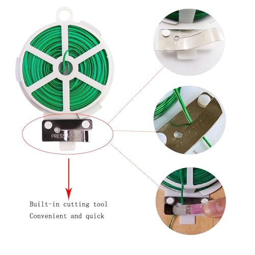 Twist Tie, 328 Feet (100m), green cable ties with Cutter, Garden Plant Ties Reusable, Green Twist Ties for plants Gardening Tomatoes Tie garden ties for plants,garden twist ties flowers Climbing - color: Green