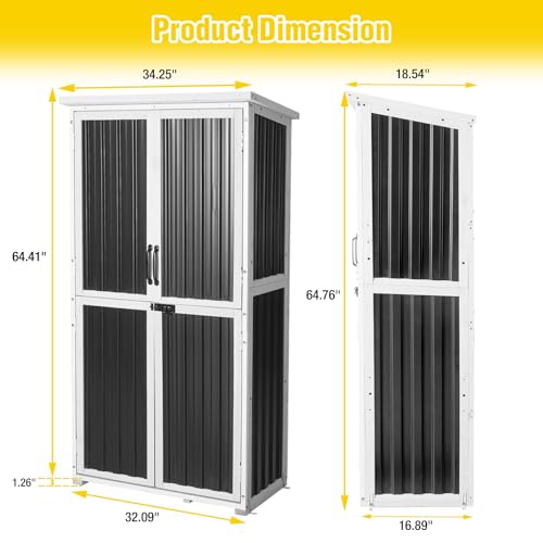 Aivituvin Outdoor Storage Cabinet,Weatherproof Plastic Shed with Adjustable Shelves,Outdoor Tool Storage for Patio,Garden,Backyard