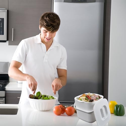 4-Liter Kitchen Compost Bin, White - color: White