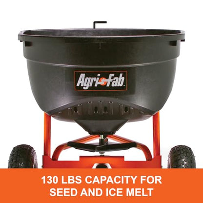 Agri-Fab Pull Behind Broadcast Spreader for Seed, Fertilizer, Salt and Ice Melt, 130 lb Hopper Capacity with Universal Hitch and 12 Ft Spread Width - style: Modern