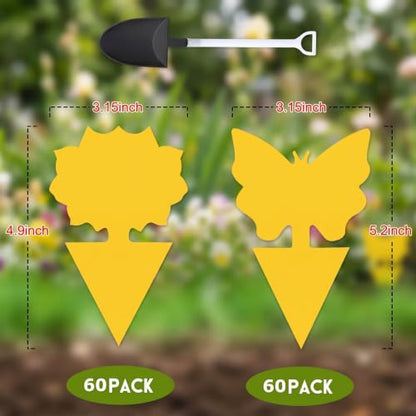 120 Pack Fungus Gnat Traps for House Indoor, Yellow Sticky Traps for Plants - size: 120 packs