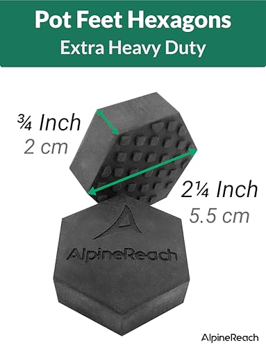 AlpineReach Extra Heavy Duty Pot Feet Risers 12 Pack Hexagons & Adhesive Pads - Protect Healthy Plants - Strong Invisible Supports Small Large Flower Planters Stability - Outdoor Lifter Toes Elevator