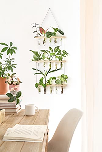 Mkono Plant Propagation Station, 3 Tier Beige Wall Hanging Vase Test Tubes - color: Beige, size: Medium