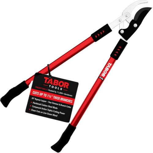 TABOR TOOLS GG11A Bypass Lopper with Compound Action, 30 Inch Tree Trimmer & Branch Cutter, Heavy Duty Tree Pruner with 1 3/4 Inch Cut Capacity, Delivers Clean Cuts with Ease - style: GG11A 30 Inch Bypass Lopper