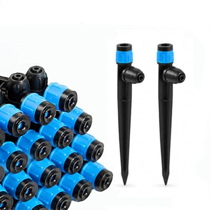 25-Pack Adjustable Watering Spikes, Blue Vortex Drip Emitters with Stakes - color: 25pcs-Blue 360 Degree Sprayer