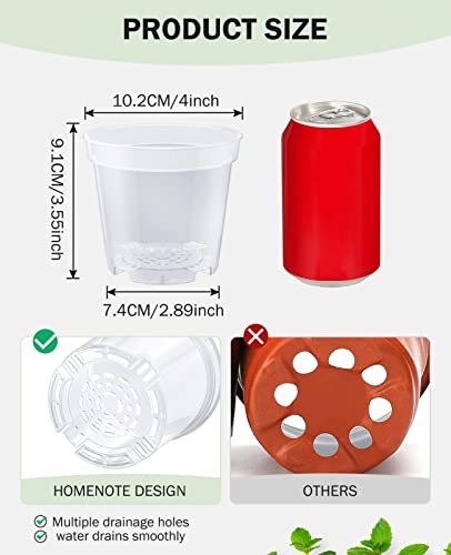 homenote 4 Inch Clear Nursery Pots for Plants with 20 Plant Labels (60 Pcs) - color: Transparency-no Lid, size: 4 Inch-60 Pack