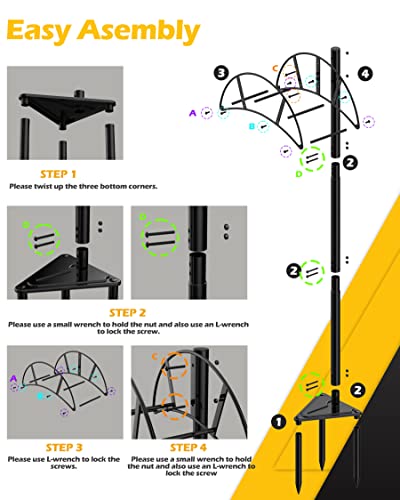 Suchek Metal Garden Hose Holder Stake, Freestanding, Heavy Duty Water Hose Stand, In Ground Hose Rack Organizer for Outside Yard (Black) - style: 3 Spikes-Black
