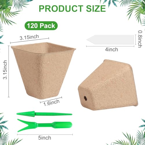 Baxrou 120 Pack 3.15 Inch Square Peat Pots for Seedlings - style: Square