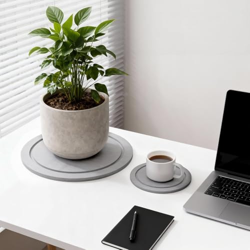 6" Dry Diatomite Stone Plant Saucer & Tray - 2 Pack, Light Gray - color: Light Gray, size: 6" (2 Pack)