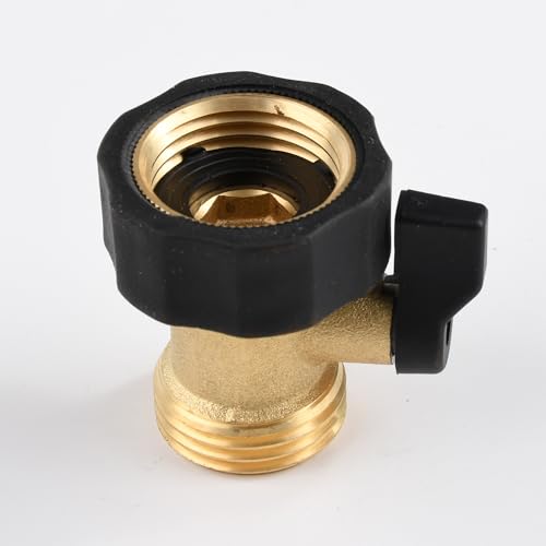 2 Pack Brass Garden Hose Shut Off Valve, 3/4" Male x 3/4" Female Short Hose Valve Adapter, Heavy Duty Water Shut Off for Outdoor Faucets, Sprinklers, RV, Camper, Hose Repair (Short Version)