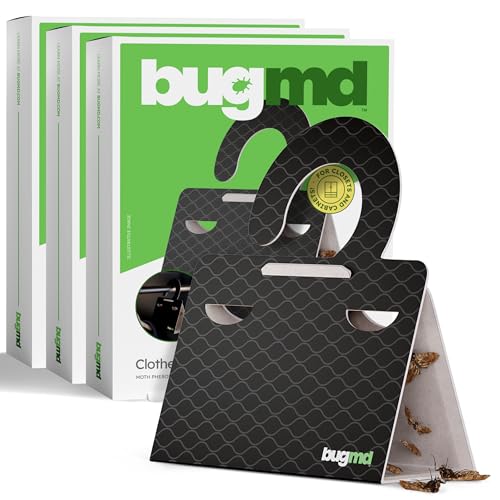 BugMD Clothes & Pantry Moth Traps with Sticky Glue - color: Black, size: 3 Pack - 18 Traps