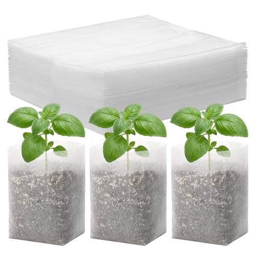 100pcs Plant Nursery Bags, 5.9x6.3 inches Non-Woven Fabric Flower Tree Seed Starters, Garden Plants Seedling Grow Pouch Pots for Seed Starting Growing - color: White, size: 5.9"x6.3"/Pack of 100