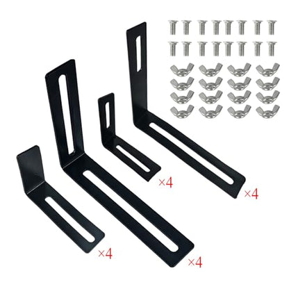 Adjustable Planter Box Brackets, Window Boxes Planters, Heavy-Duty Planters Hanging Flower Box Holders,for Mounting Railing Windowsills, Garden, Fences, and Balcony (4 Pack Black)