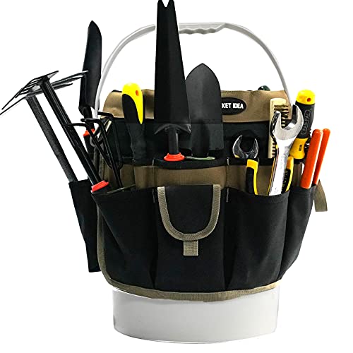 MELOTOUGH Bucket Tool Organizer With 35 Pockets Fits to 3.5-5 Gallon Bucket (Khaki) - color: Khaki