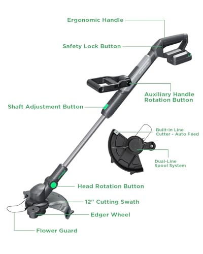 12 Inch 20V Brushless Cordless 2-in-1 String Trimmer & Edger