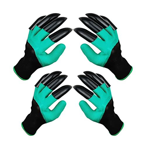 DCCPAA Garden Gloves with Claws,Claw Gardening Gloves for Digging,Planting, Weeding, Seeding-Waterproof for Men and Women - color: 2 Green