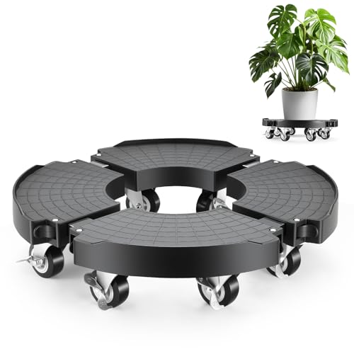 Plant Stand With 8 Locking Wheels,15-21In Adjustable Rolling Plant Stands