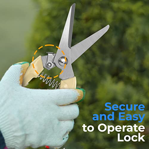 SereneLife Gardening Hand Pruner, Pruning Shear with Straight Stainless Precision-Sharpened Steel Blades, Soft and Comfortable Grip Avoid Hand Fatigue, Secure And Easy To Lock