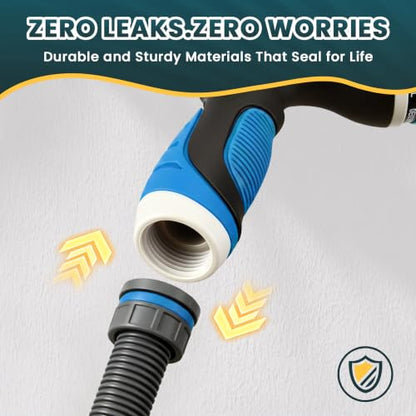 Garden Hose Nozzle,Water Hose Sprayer Thumb Control with 10 Spray Patterns - color: Blue