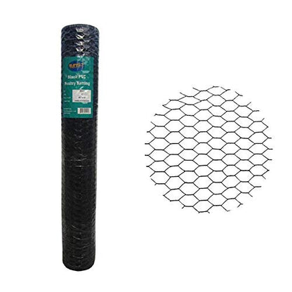 PVC Black 20GA 48in x 50ft x 1in Mesh Chicken Wire Hexagonal Poultry Netting - size: 48"x50'-1" 20GA