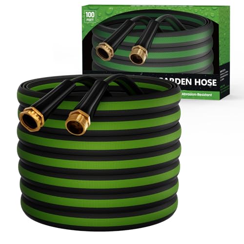 Garden Hose 100 FT, Non-Expanding Water Hose, Lightweight Flexible, Kink-Resistant & Burst-Resistant, High Pressure Garden Hose for Lawn, Garden, Car Wash & Outdoor Cleaning - size: 100FT