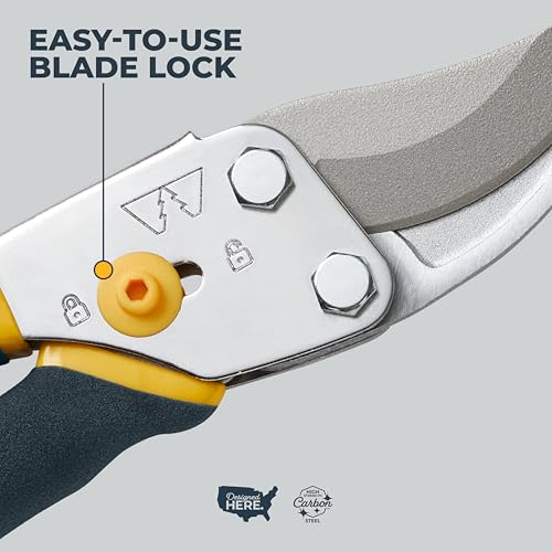 Woodland Tools Co. Bypass Pruning Shears for Gardening – 5/8" Cut Capacity, High Carbon Steel Blade with Non-Stick Coating, Soft Grip, Steel Handle, Hand Pruner for Plants, Flowers, and Shrubs - style: Regular Duty Pruner