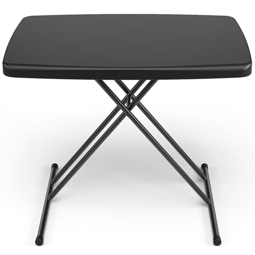 30in Folding Table, Portable Picnic Table with Adjustable Height, Foldable TV Tray Table & Laptop Desk for Small Spaces, Patio, Camping, BBQ, No Assembly Needed, Black - color: Black, size: 30in